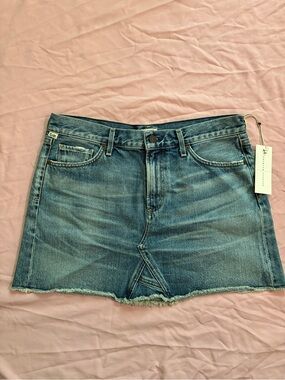 Citizens Of Humanity Blue Denim Mini Skirt with Frayed Hem